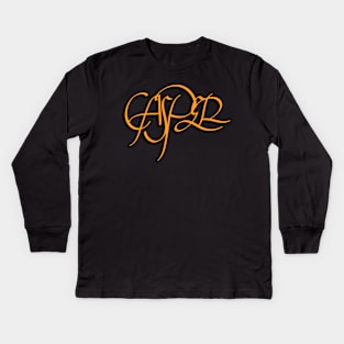 Casper Black & Orange Name Kids Long Sleeve T-Shirt